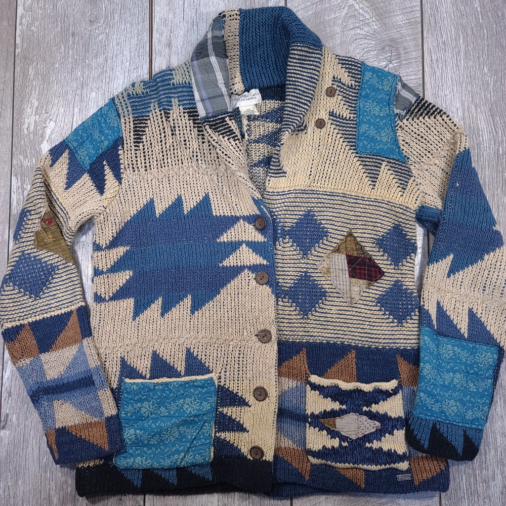 Denim & Supply Ralph Lauren Cardigan Womens Medium Aztec Patchwork Southwestern